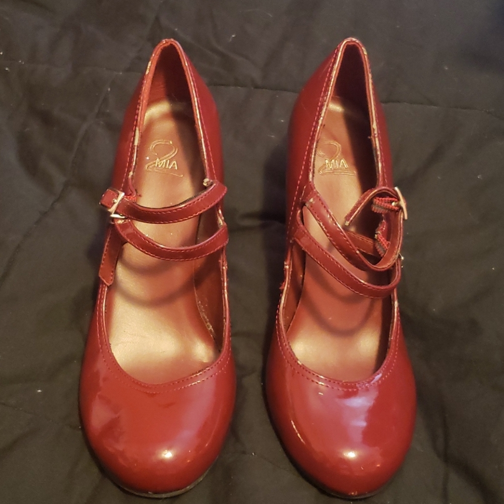 Dark Red Vinyl Heels